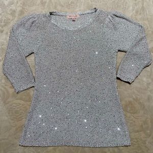 Women’s Philosophy Gray/Silver Sequin Spotted Blouse/Sweater
